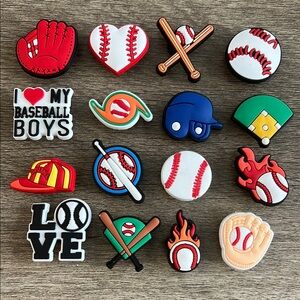 BASEBALL Jibbitz! Season is here. Set of 16. Fits CROCS and similar.